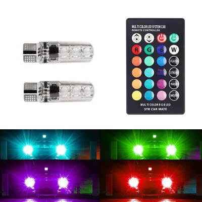 $14.87 • Buy Multi-Color RGB LED Bulb W/ RF Remote Control For Car Parking Light 168 194 T10,