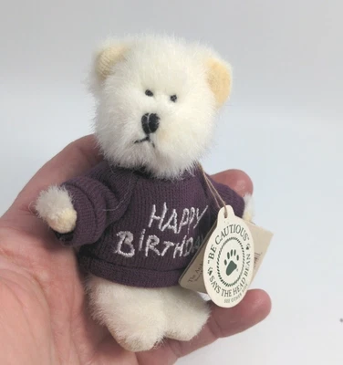 £33.61 • Buy Vintage Boyds Bears Happy Birthday Mini Bear Plush Purple Sweater Message 567009