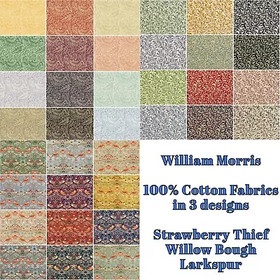 William Morris Cotton Fabric In 3 Designs Strawberry Thief Larkspur Willow Bough • £1.09
