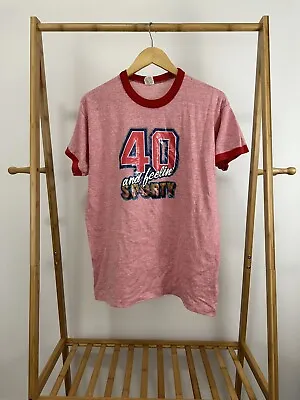 VTG 70s Russell Athletic 40 Feeling Sporty Tri-Blend Rayon Ringer T-Shirt XL • $53.95