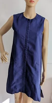 & OTHER STORIES Blue Lined Zip Up Sleeveless W Pockets Dress Long Vest UK S • £12.99