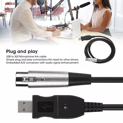 USB 2.0 To XLR 3-Pin Female Microphone Cable Adapter Mic Cord Lead Wire • £12.18