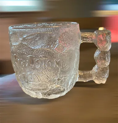 McDonalds Flintstones Rocky Road Glass Mug Cup Etched Embossed Vintage 1993  • $20