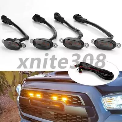 4x Front Grille LED Amber Light Raptor Style Cover For Ford F150 F250 F350 10-14 • $22.41