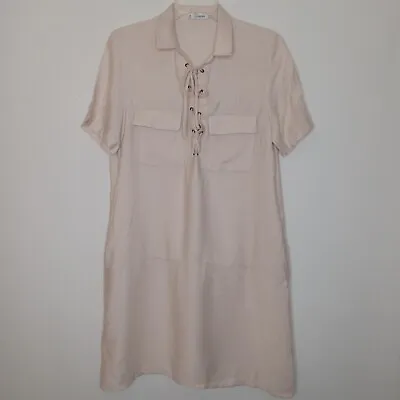 Mango Dress Size 8 Soft Peach Or Pink Shirt Dress Flawed See Description • $18
