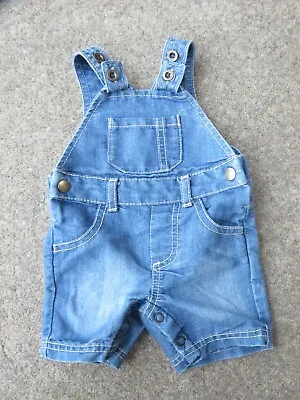 0-3 Months Baby Boys F&F (Tesco) Summer Short Blue Jeans Dungarees EUC • £1.50