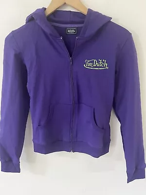 Von Dutch Hoodie Womens Small Purple Green Full Zip Lightweight Sweatshirt Y2K • $15