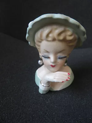 Vintage 1963  Inarco Lady Head Vase With Pearl Earrings • $35