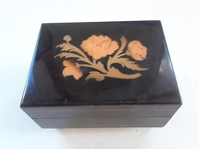 Dr. Zhivago - Italy - Wood Wooden Black Lacquer Rose Motif Small Music Box • $14.95