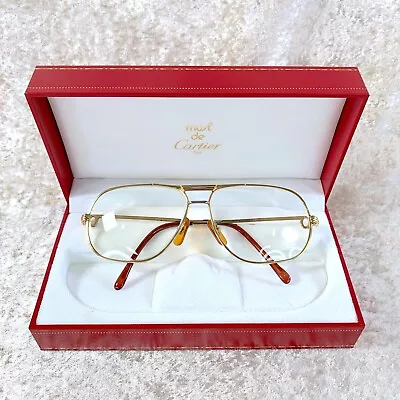 $150 • Buy Vintage Cartier Eyeglasses Tank Gold Frame 59-12-135 With Case