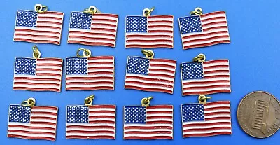 CHARM LOT Of 12 Vtg United States FLAG / America Patriotism Military 4th Of July • $9.99