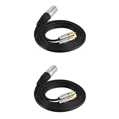 Pair Dual RCA Male Plug To XLR 3 Pin Male Audio Cable Y-Splitter Adapter • £10.28