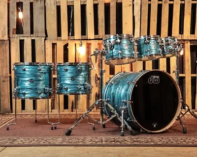 DW Performance Turquoise Oyster 6pc Drum Set - 18x227x88x109x1212x1414x16 • $3815