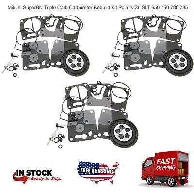 Mikuni SuperBN Triple Carb Carburetor Rebuild Kit Polaris SL SLT 650 750 780 785 • $47.69