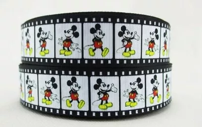 7/8 Inch (1 YD) Mickey Mouse Disney Movie Real Grosgrain Ribbon Classic Mickey • $1.19