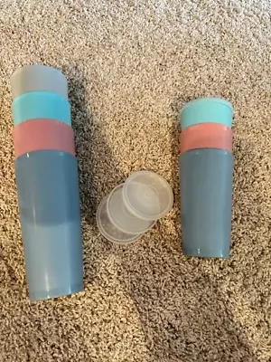 Lot Of 7 Vintage Tupperware Nesting Stacking TUMBLERS CUPS Pastel Colors • $12.99