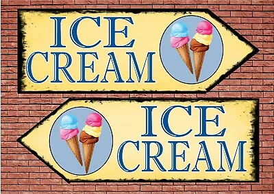 Ice Cream Sign Vintage Style Ice Cream Sales Wall Plaque Sign Ice Cream Cone  • £8.75