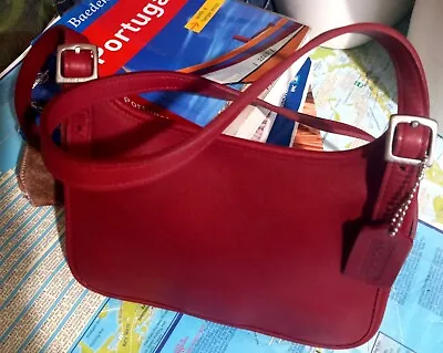 COACH Slim Saddle BORDEAUX🍷RED 100% Leather L21-9142 Flap Crossbody SILVERTONE • $70