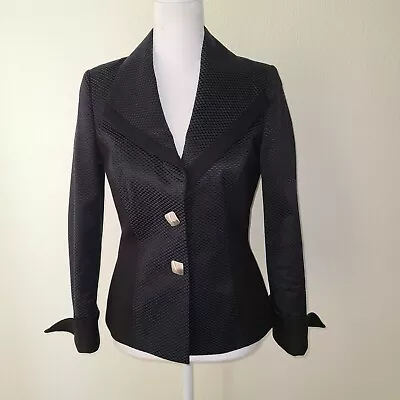 Mary Kay Jacket Women 00 R Black Blazer Collar Fitted Business Formal Two Button • $15