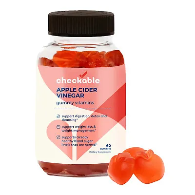 Checkable® Apple Cider Vinegar Gummy 1000MG Vitamin B12 Folate Weight Management • $17.99