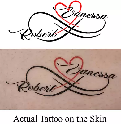 Infinity Heart Twin Name Temporary Tattoo X 2 Could Be Used For Valentine's • £5.49