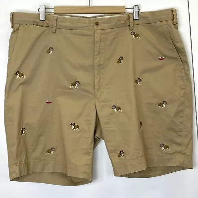 Polo Ralph Lauren Chino Shorts Men Size 44 Khaki Bedford Bulldog Embroidered Dog • $29.99