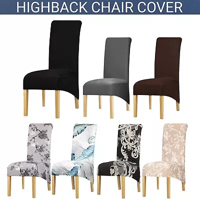 Highback Dining Chair Covers Elastic Seat Slipcover Fit Wedding Cover 1/4/6/8PCS • $9.49