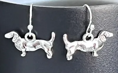 Silver Dangle Wiener Dog Earrings. Dachshund • $6.99