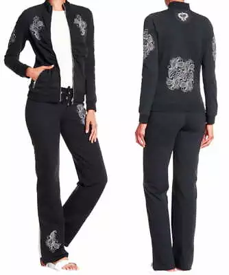 Vertigo Ruched Sweater + Pant Set Small 2 4 Black 2 Pcs $320 Metallic Embroidery • $70.55