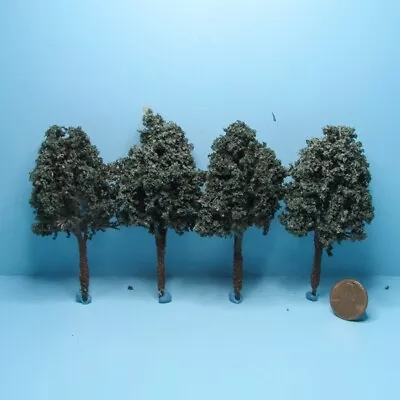 Dollhouse Miniature Beautiful Outdoor 3  Dk Green Oak Trees Set 4 CA6007 • $15.29