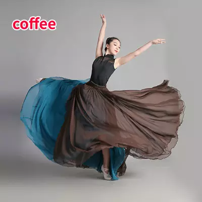 Ladies Chiffon Spanish Flamenco Costume Dance Skirt Modern Ballroom Dancewear • £36.99