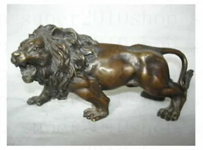 Office Sculpture&Carving Bronze Decor Fierce Lions Wild Animals Figure Statue @ • $23.99