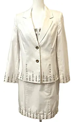 Midnight Velvet Women's Set Blazer With Dress White Embroidered Size 12 • $32