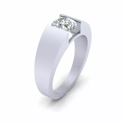 Tension Set VVS1 Clarity 1.30CT White Moissanite Solitaire Wedding Ring For Mens • $242.24