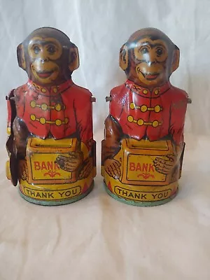 Vintage J. Chein Tin Lotto Animated Monkey Hat Tipping Banks Item 453 • $59.99