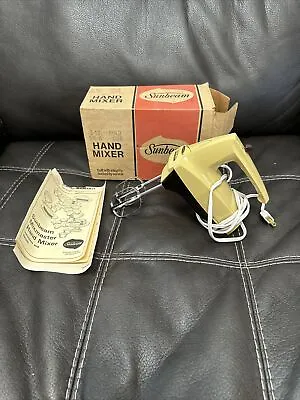 VINTAGE SUNBEAM HAND MIXER HM-300 Gold (Old Distressed Box) With Manual • $50.49