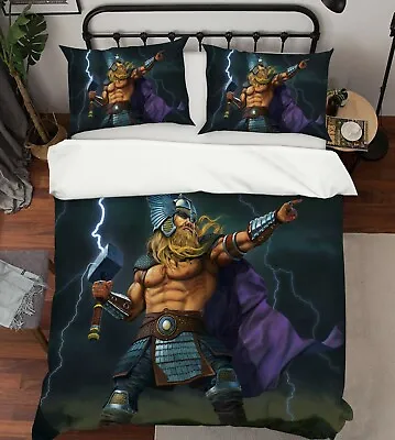 3D Thor God A80 Bed Pillowcases Quilt Duvet Cover Vincent Zoe • $77.23