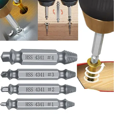 4PCS Damaged Screw Extractor Set Easy Out Broken Drill Bit Remover Kit Speed Out • £2.93