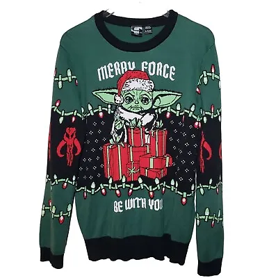 Star Wars Baby Yoda Sweater Merry Force Be With You Christmas Adult Mens Sz XL • $25.71