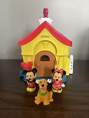 Fisher Price Little People Disney Mickey Mouse Minnie Play House & 3 Figures • $7.99