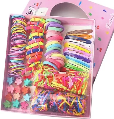 Girls Hair Clips Bands Bobbles Gift Set In Box Age Approx 4-6 Years 780 Pieces • £7.38