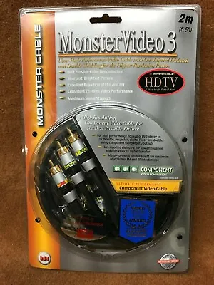 NOS NEW Monster Cable MV3CV-2M  VIDEO 3 Series  Component Video Cable - 2 Meter • $22.99