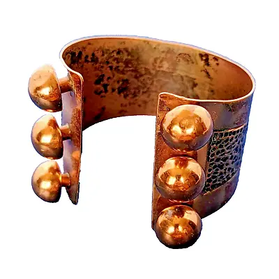 1950s-70s MCM Copper Bracelet Button Stud Cuff Mid Century Mexico Casa Maya Look • $69.99
