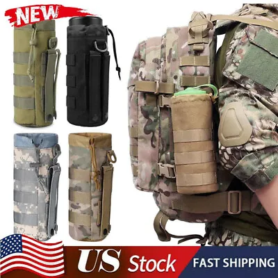 Tactical Molle Water Bottle Bag Military Outdoor Hiking Belt Holder Kettle Pouch • $8.99