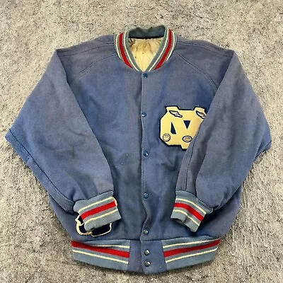 VINTAGE Varsity Jacket Mens Extra Large Blue CVHC Embroidered Bomber Coat 90s • $23.98