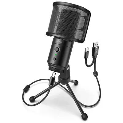 Fifine Technology Condenser Cardioid USB-C Podcast Microphone W/Stand/Pop Filter • $49