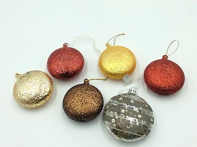 6 Glass Multi Coloured Christmas Tree Decorations Set 40 • £9.99