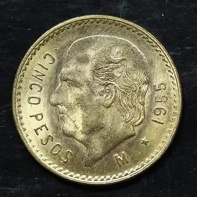 1955 5 Pesos Cinco Pesos Mexico Gold Coin • $330.99