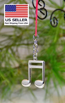 Music Note Keychain Silver Double Eighth Great Gift. • $2.99