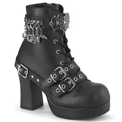 GOTHIKA-66 - Black Vegan Leather Boots • $183.95